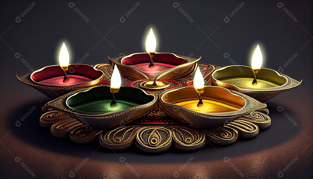 Diwali o triunfo da luz e bondade Festival hindu das luzes celebração Diya lamparinas a óleo 24 de outubro.