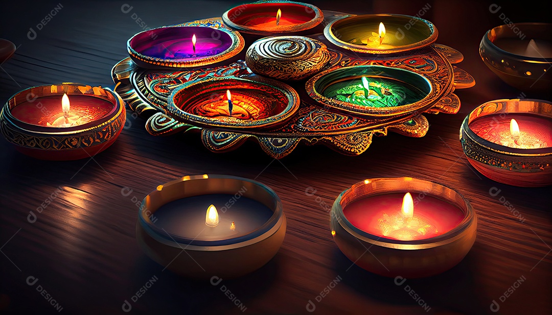 Diwali o triunfo da luz e bondade Festival hindu das luzes celebração Diya lamparinas a óleo 24 de outubro.