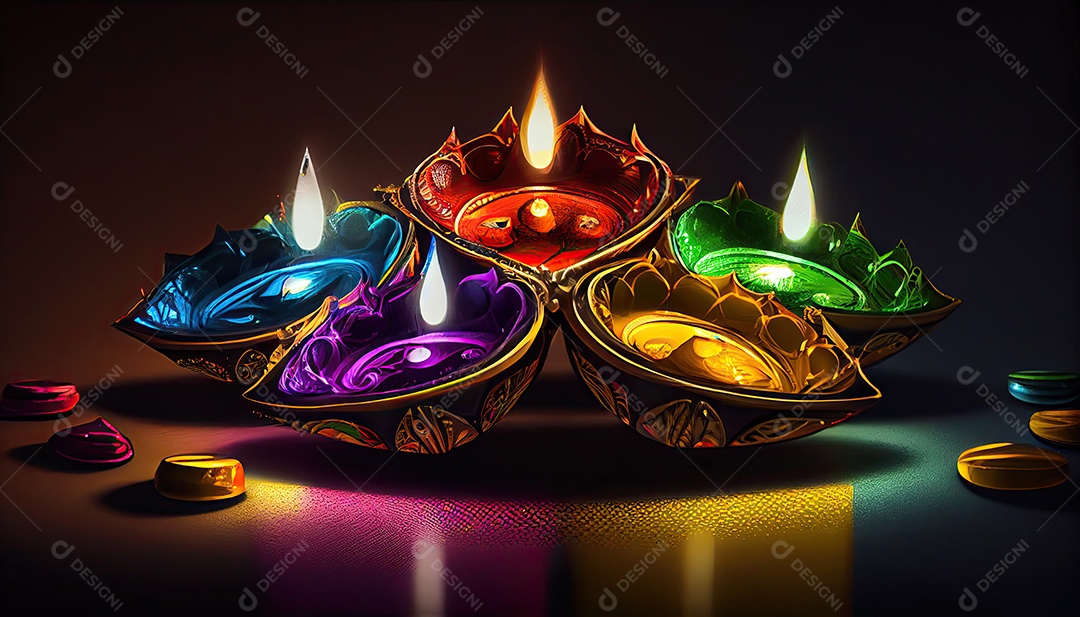 Diwali o triunfo da luz e bondade Festival hindu das luzes celebração Diya lamparinas a óleo 24 de outubro.