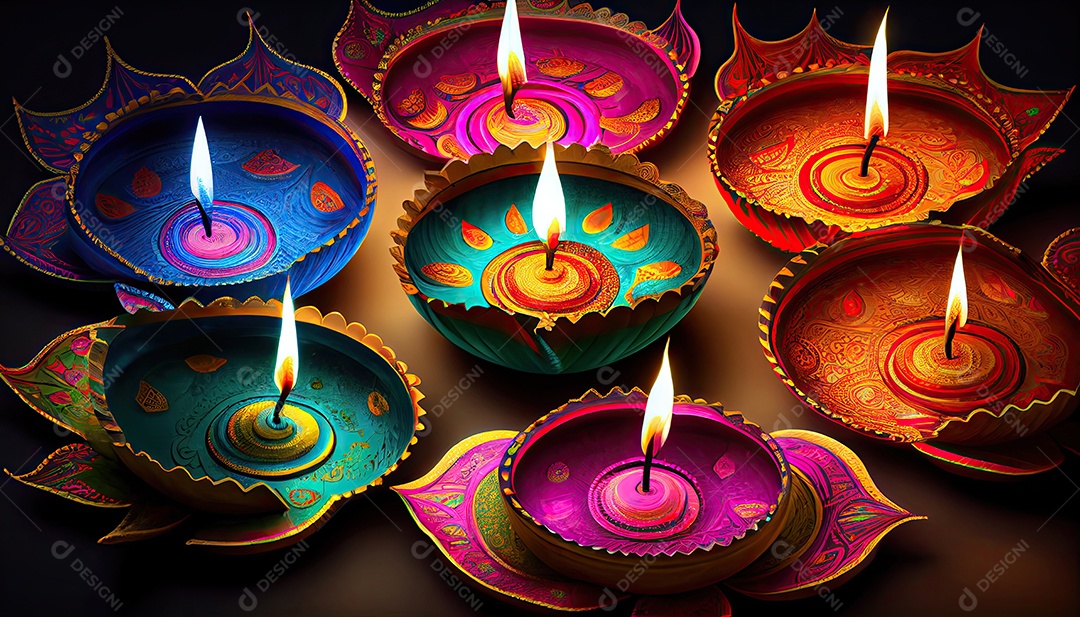 Diwali o triunfo da luz e bondade Festival hindu das luzes celebração Diya lamparinas a óleo 24 de outubro.