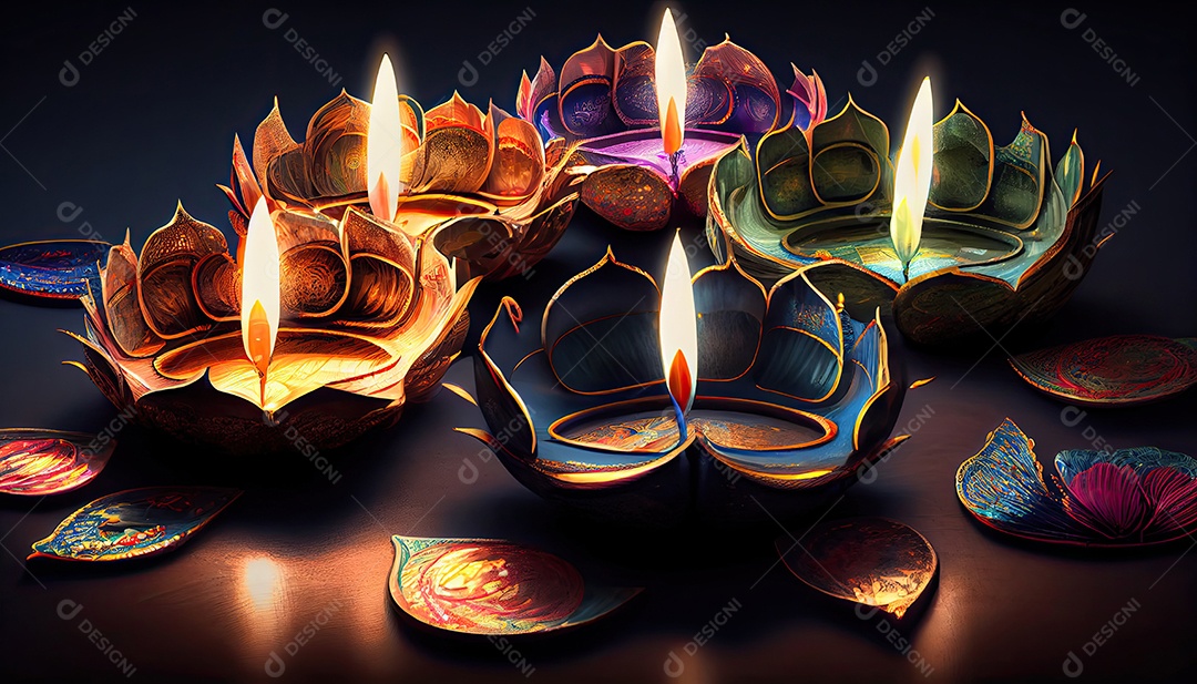 Diwali o triunfo da luz e bondade Festival hindu das luzes celebração Diya lamparinas a óleo 24 de outubro.