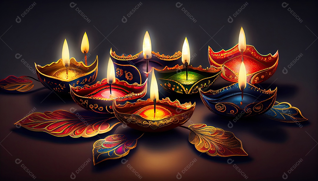 Diwali o triunfo da luz e bondade Festival hindu das luzes celebração Diya lamparinas a óleo 24 de outubro.