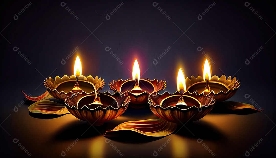 Diwali o triunfo da luz e bondade Festival hindu das luzes celebração Diya lamparinas a óleo 24 de outubro.