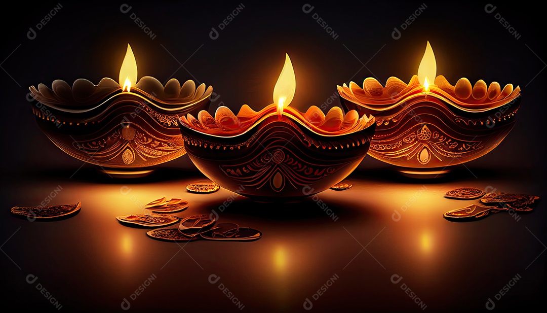 Diwali o triunfo da luz e bondade Festival hindu das luzes celebração Diya lamparinas a óleo 24 de outubro.