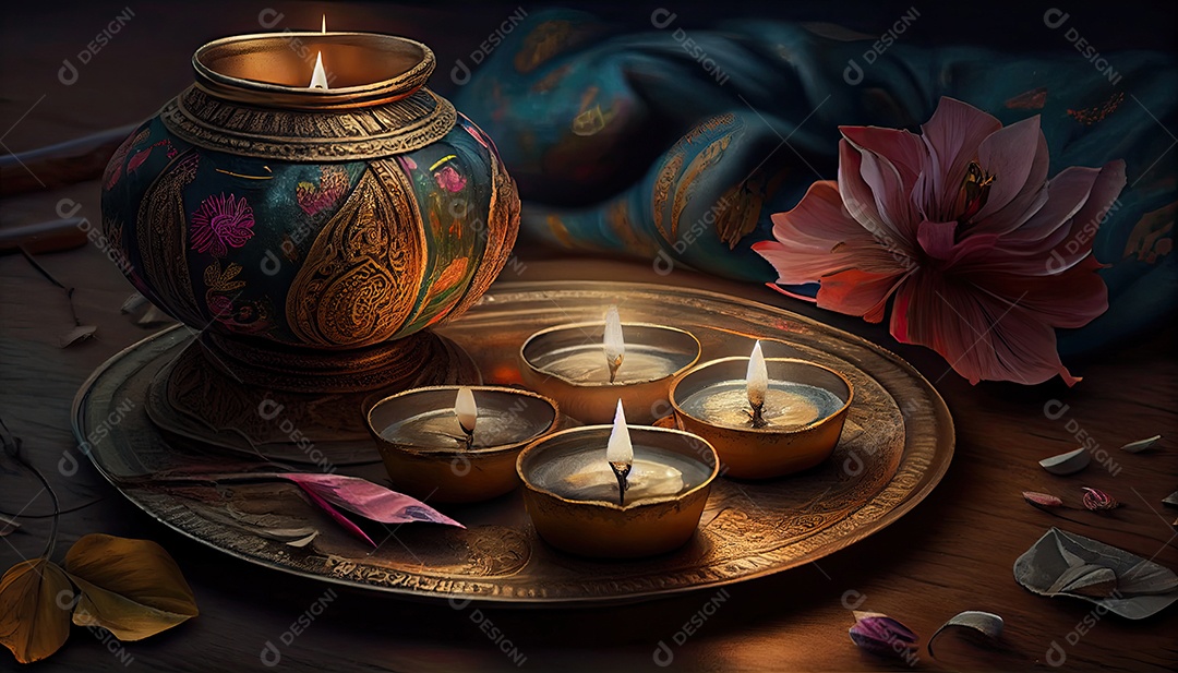 Diwali o triunfo da luz e bondade Festival hindu das luzes celebração Diya lamparinas a óleo 24 de outubro.