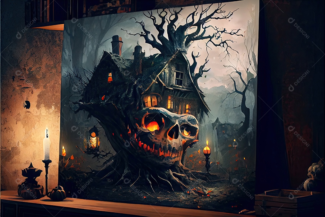 Dia de Halloween olhos de Jack O lanternas doces ou travessuras Samhain Todas as Relíquias véspera de todos os santos assustador Horror Fantasma Demônio background 31 de outubro.