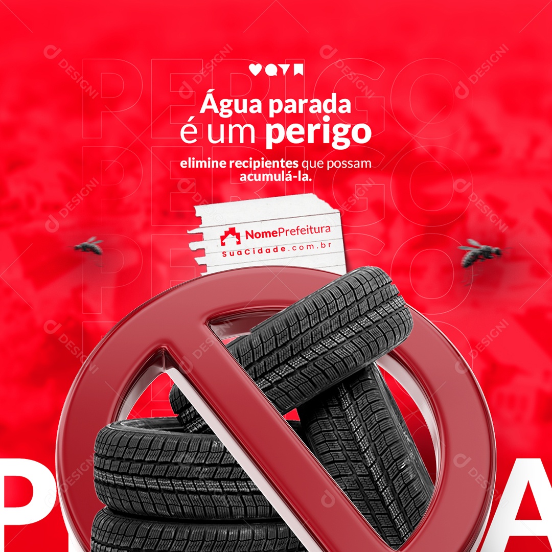 Campanha Publicitária Dengue Água Parada É Um Perigo Social Media PSD Editável