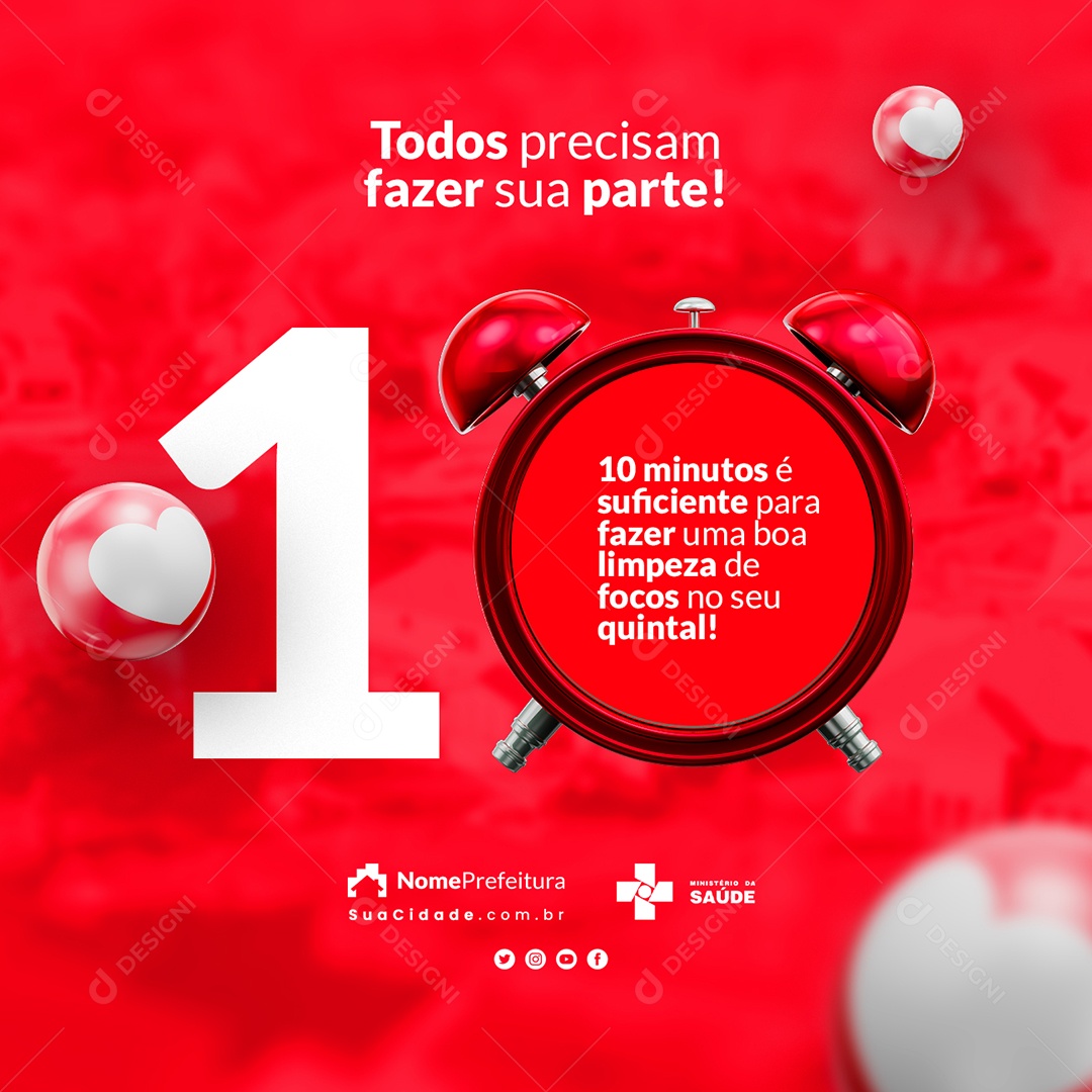 Campanha Publicitária Dengue Todos Precisam Fazer Sua Parte Social Media PSD Editável