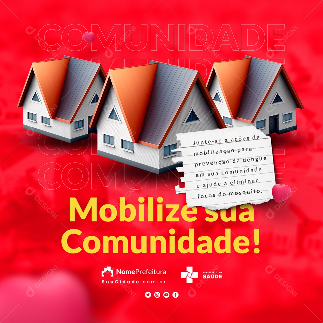 Campanha Publicitária Dengue Mobilize Sua Comunidade Social Media PSD Editável