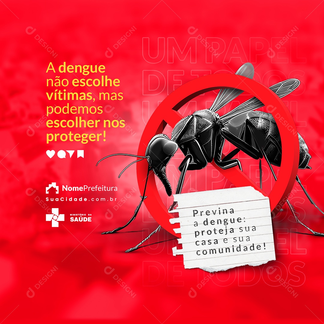 Campanha Publicitária Dengue Previna A Dengue Social Media PSD Editável