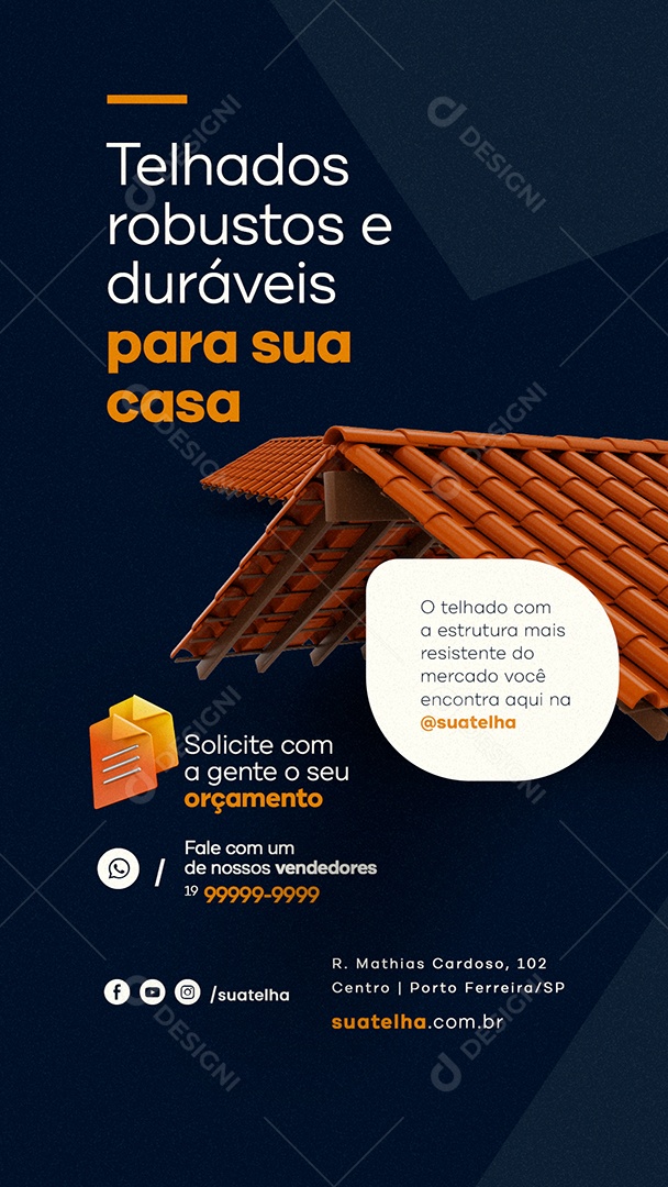 Story Telhados Robustos e Duráveis Para Sua Casa Materiais De Construção Social Media PSD Editável