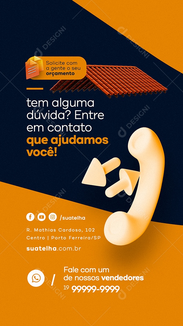 Story Tem Alguma Dúvida Entre em Contato Materiais De Construção Social Media PSD Editável