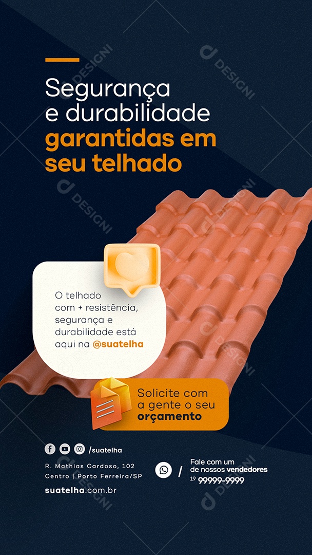 Story Segurança e Durabilidade Garantidas Em Seu Telhado Materiais De Construção Social Media PSD Editável