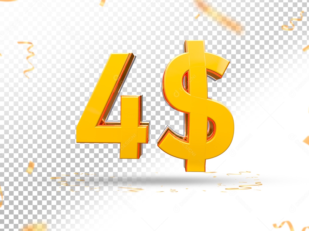 Elemento De 4 Dólares Amarelo Para Composição PSD
