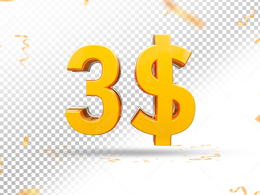 Elemento De 3 Dólares Amarelo Para Composição PSD