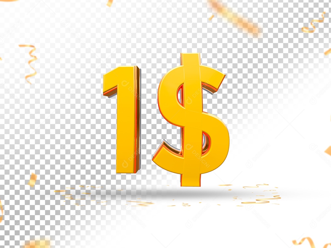 Elemento De 1 Dólar Amarelo Para Composição PSD