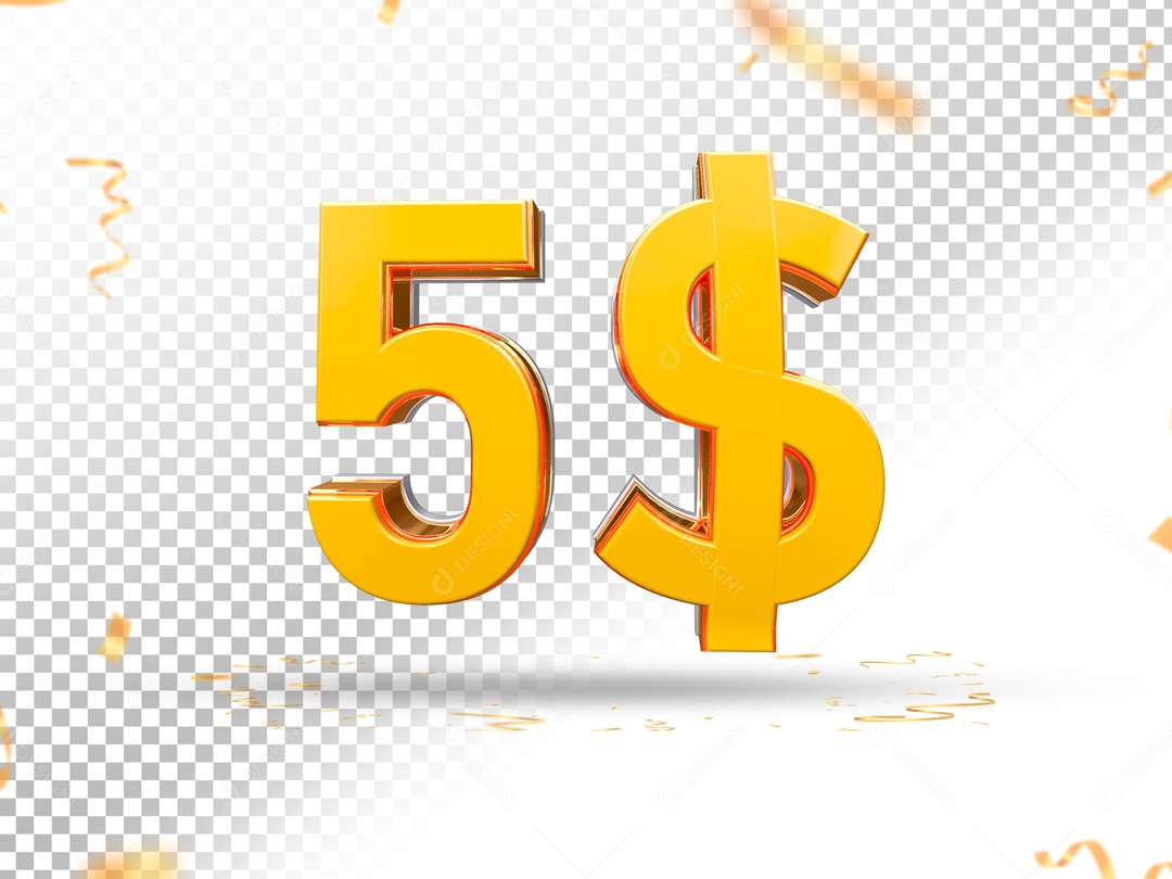 Elemento De 5 Dólares Amarelo Para Composição PSD