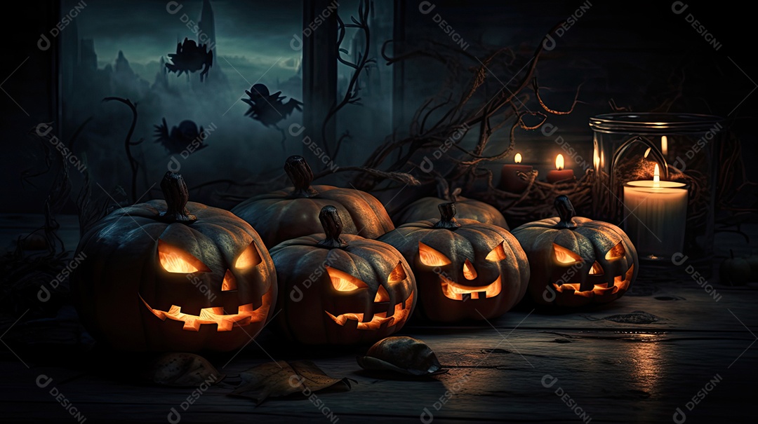 Dia de Halloween olhos de Jack O lanternas doces ou travessuras Samhain Todas as Relíquias véspera de todos os santos Eve All halloween assustador Horror Fantasma Demônio background 31 de outubro.