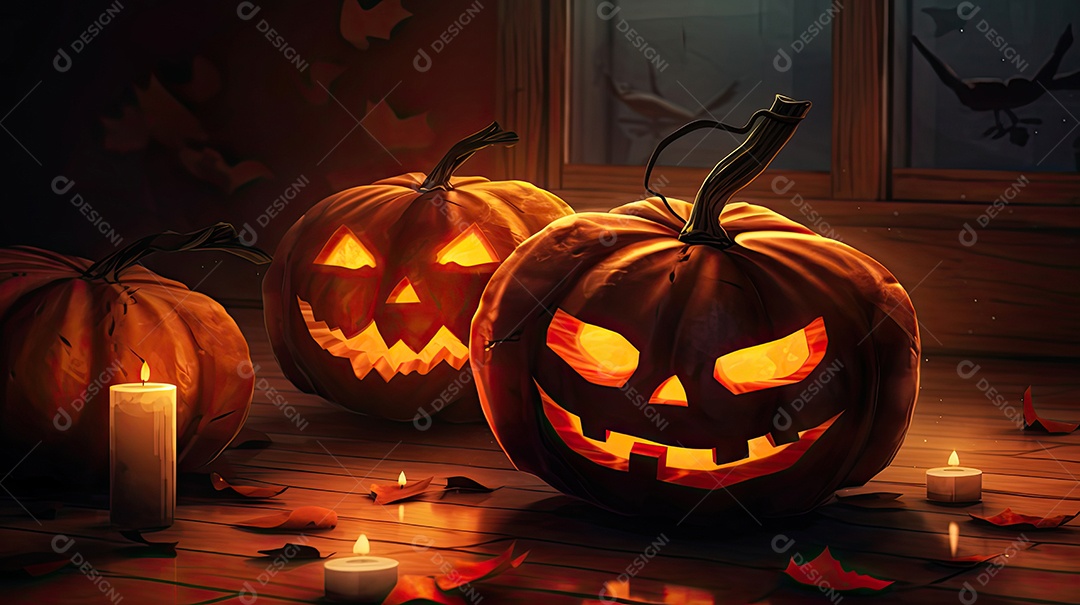 Abóbora sinistras sobre fundo isolado.