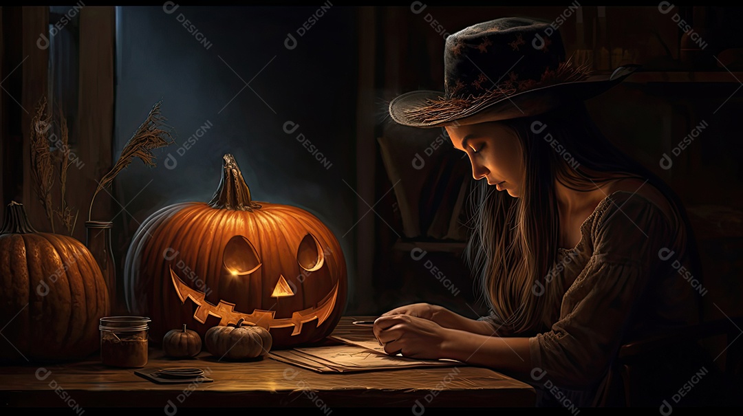 Linda menina criança celebrando halloween.