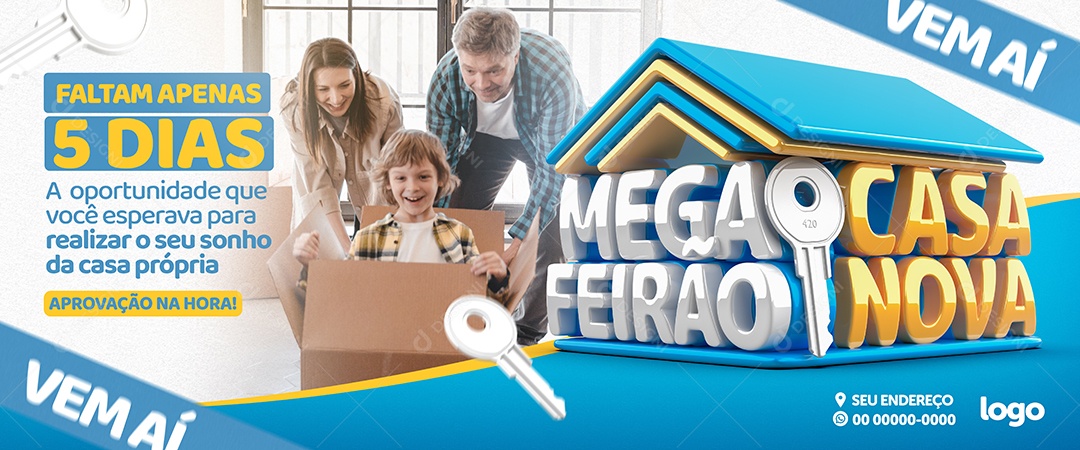 Banner Faltam Apenas 5 Dias Mega Feirão Casa Nova Social Media PSD Editável