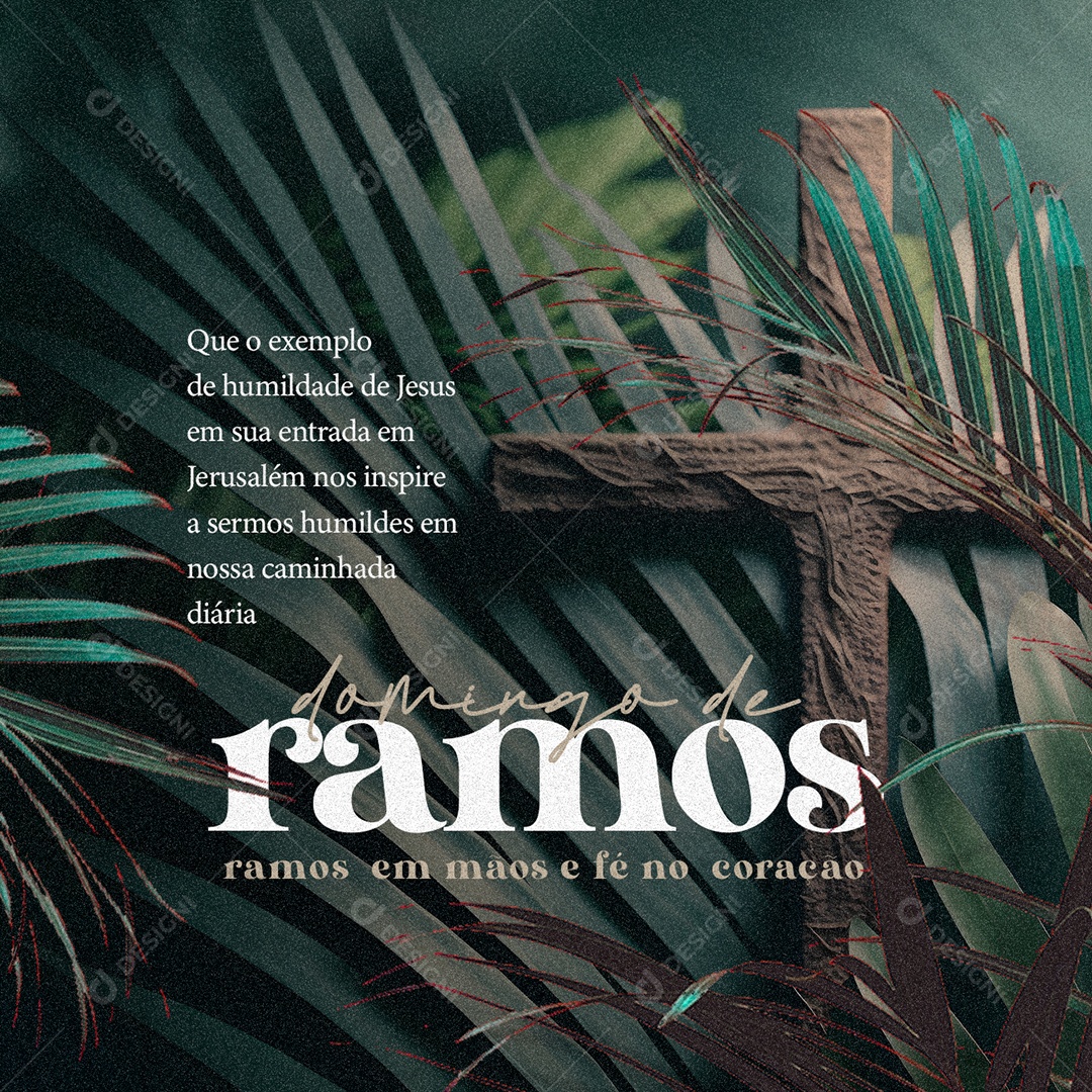 Ramos Em Mãos e Fé No Coração Domingo De Ramos Social Media PSD Editável