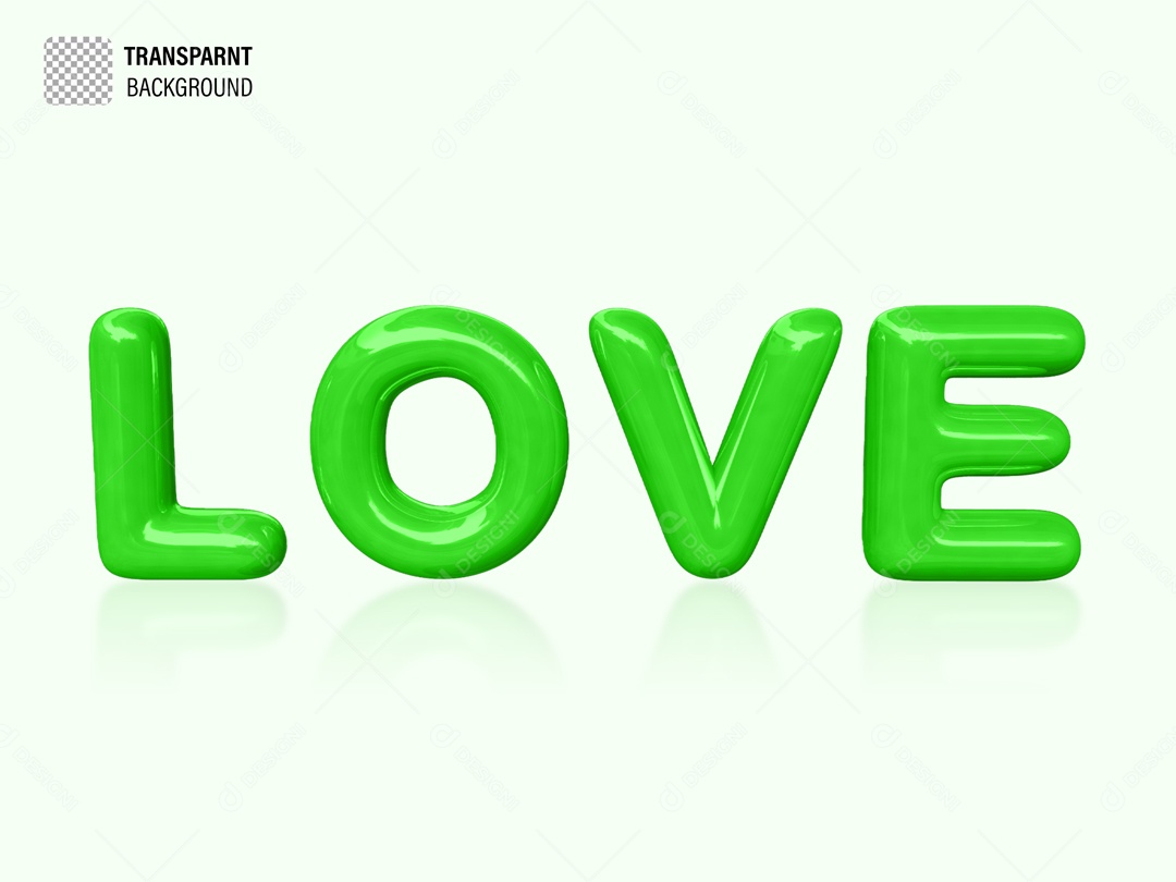 Texto 3D Love Verde Para Composição PSD