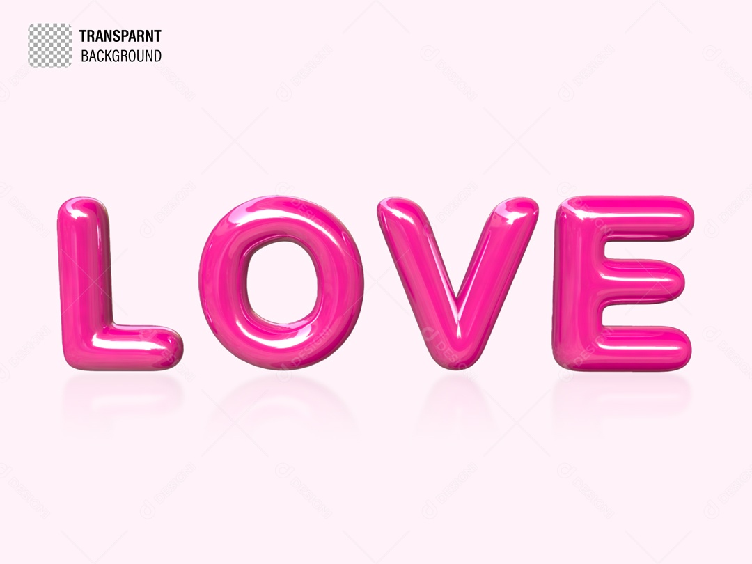 Texto 3D Love Rosa Para Composição PSD