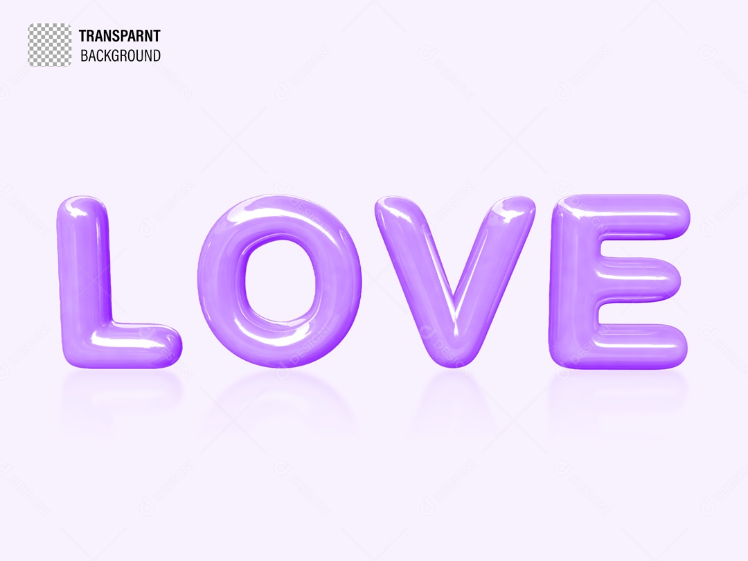 Texto 3D Love Roxo Para Composição PSD