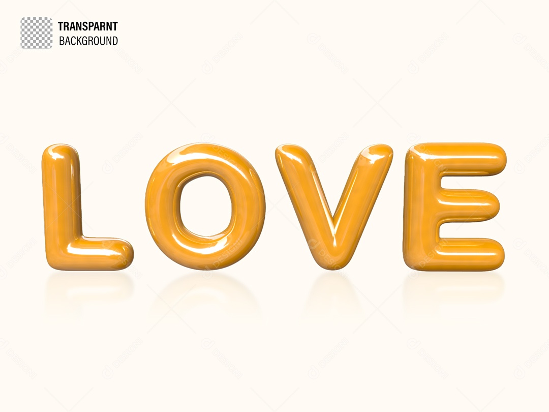 Texto 3D Love Amarelo Para Composição PSD