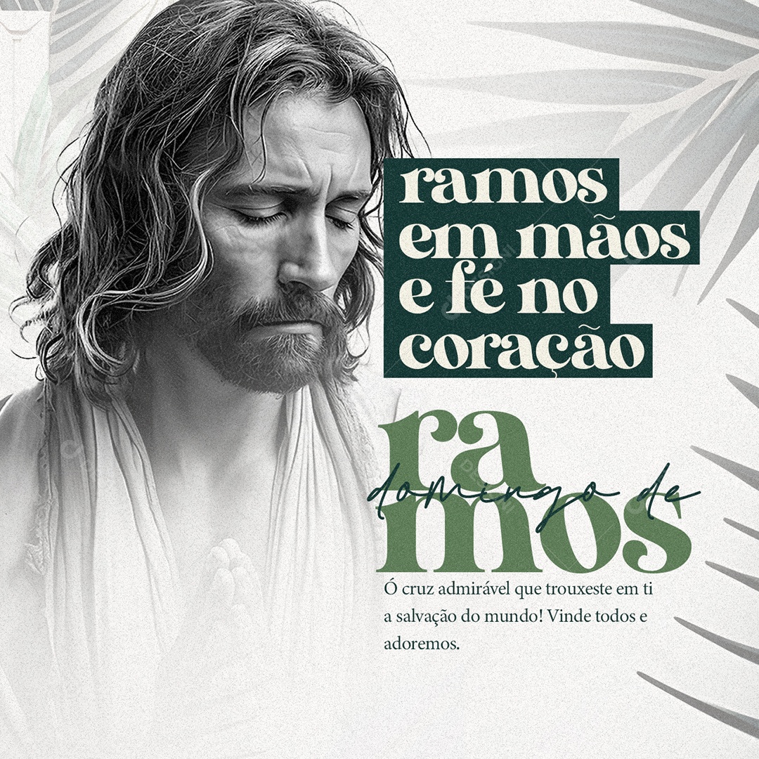 Ramos Em Mãos e Fé No Coração Domingo De Ramos Social Media PSD Editável