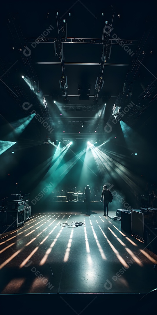Cenário de palco com refletores