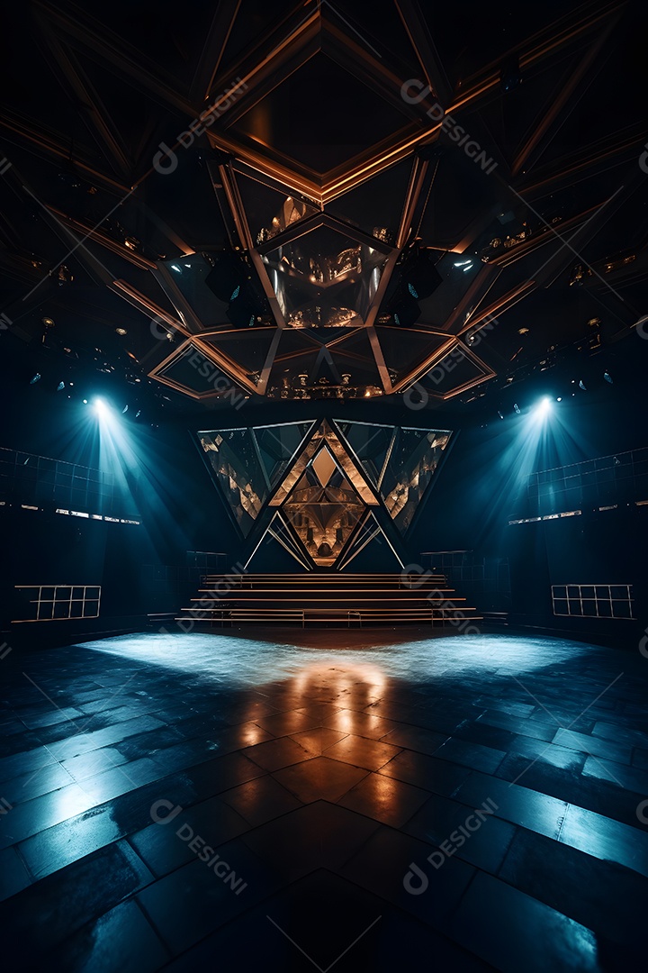 Cenário de palco com refletores