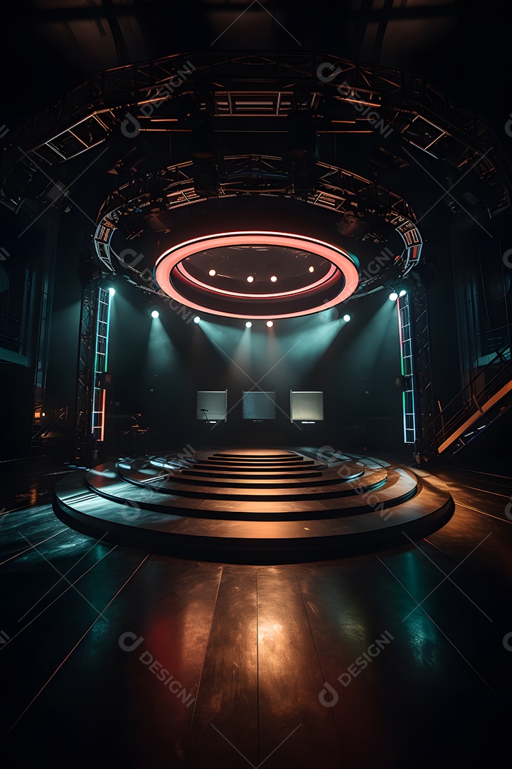 Cenário de palco com refletores