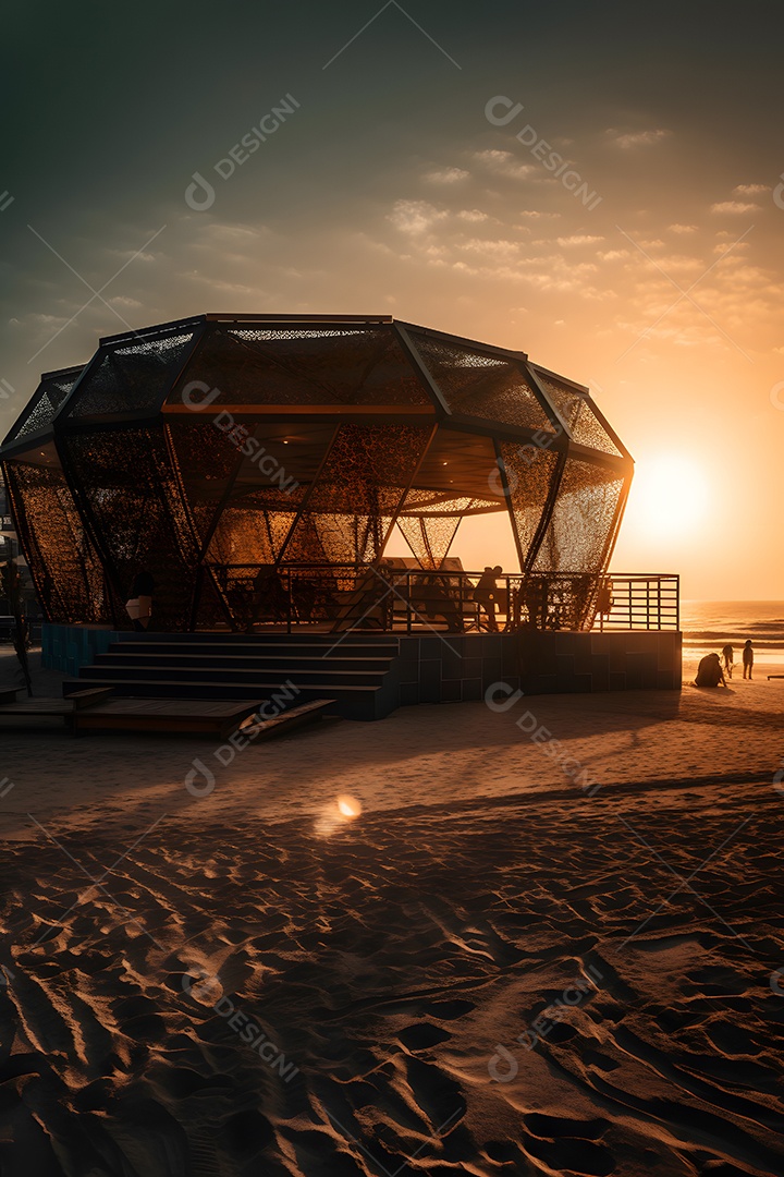 Linda paisagem por do sol com arvores coqueiros