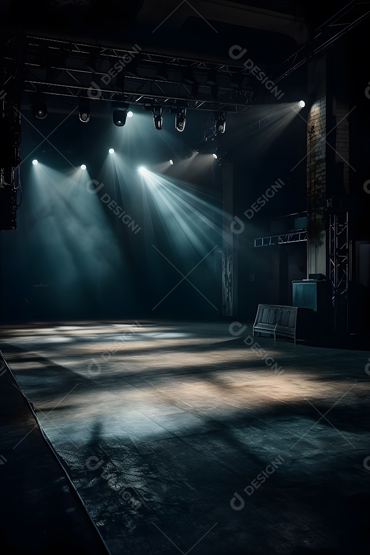 Cenário de palco com refletores