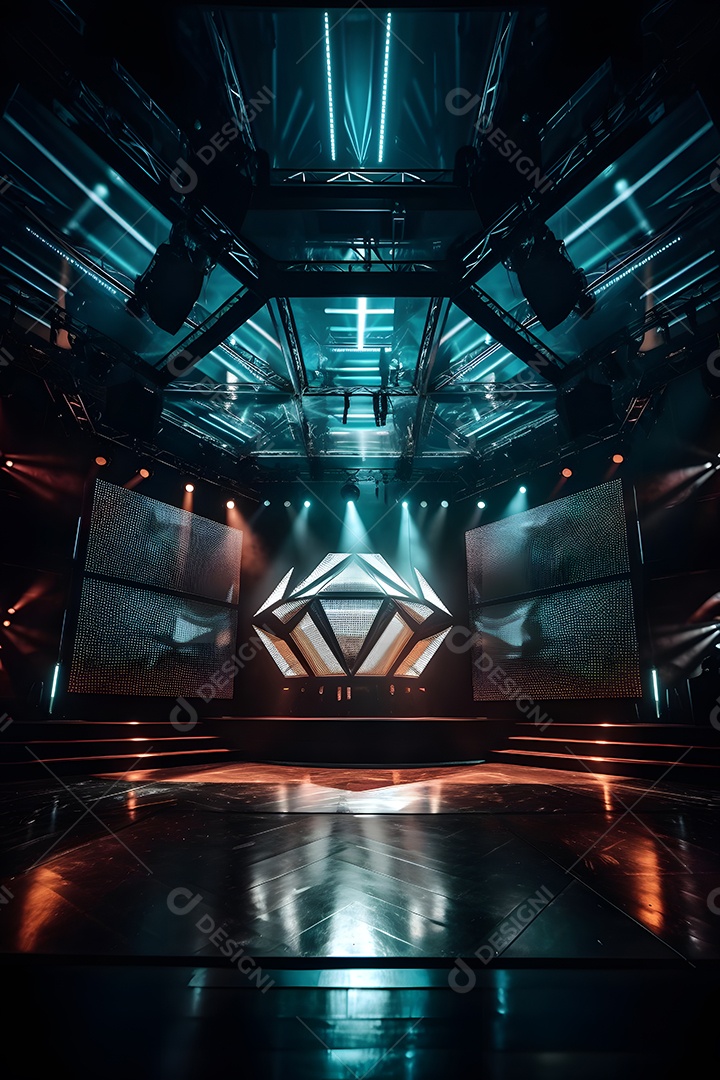 Cenário de palco com refletores