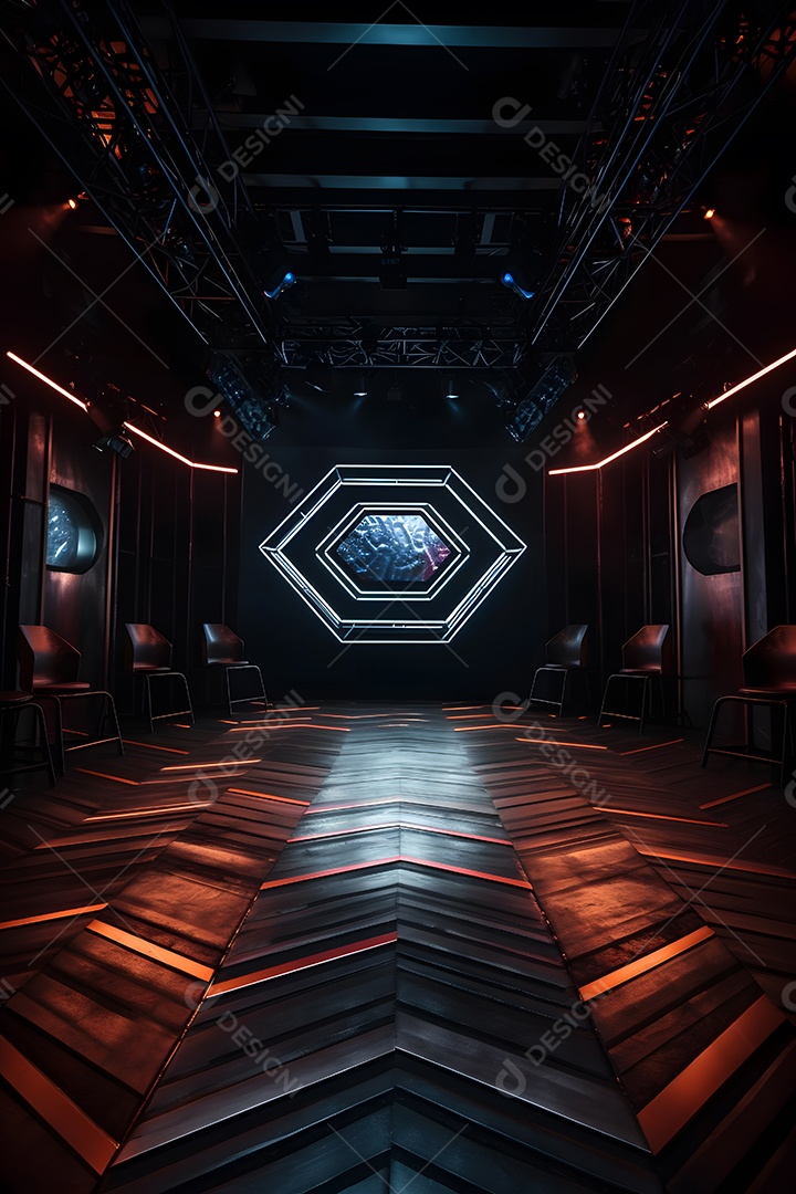 Cenário de palco com refletores