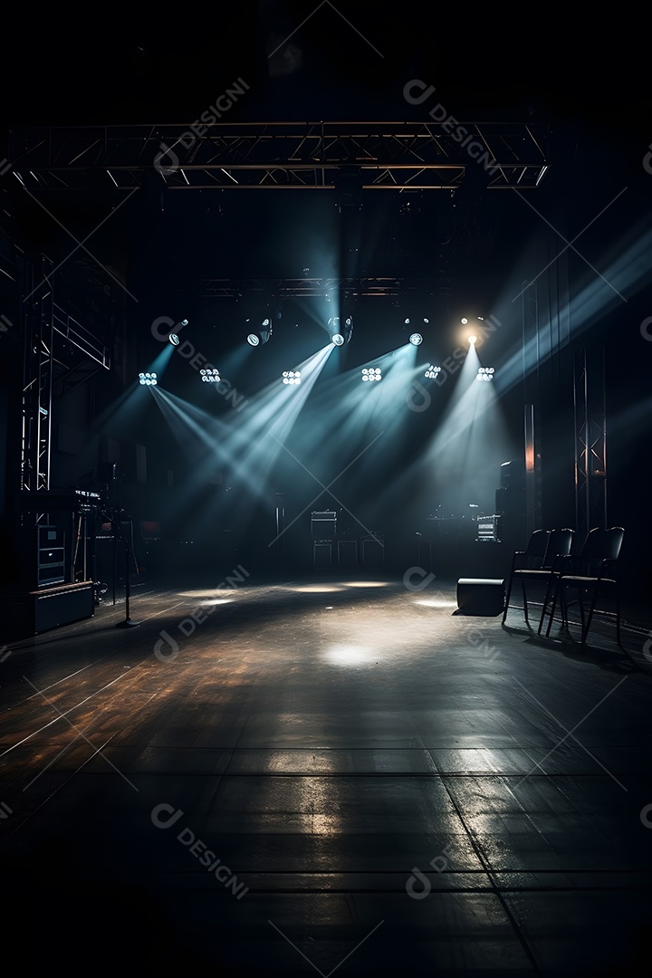 Cenário de palco com refletores