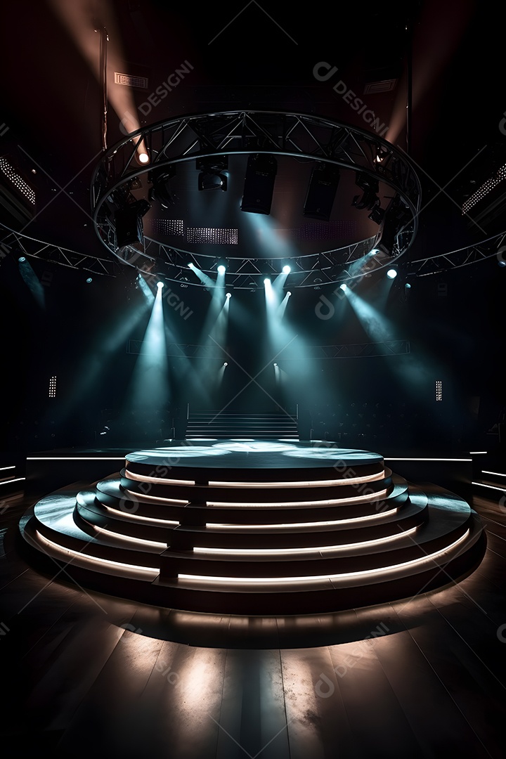 Cenário de palco com refletores