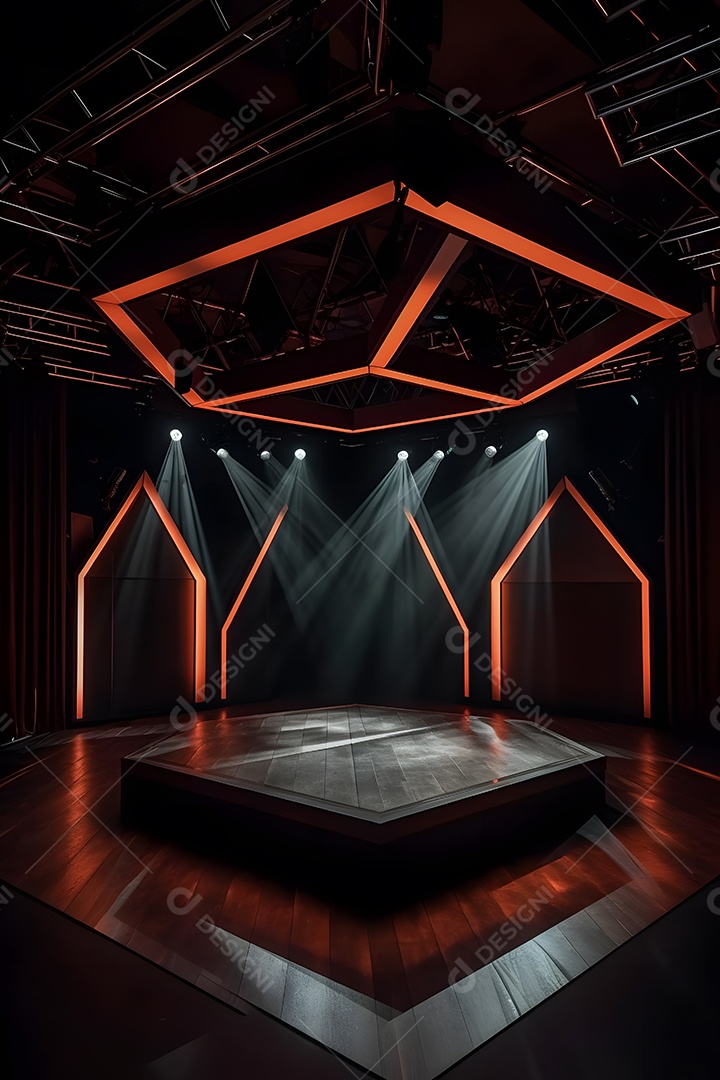 Cenário de palco com refletores