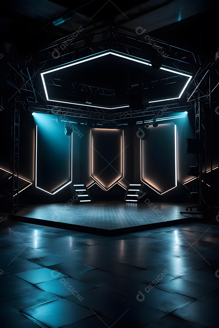 Cenário de palco com refletores