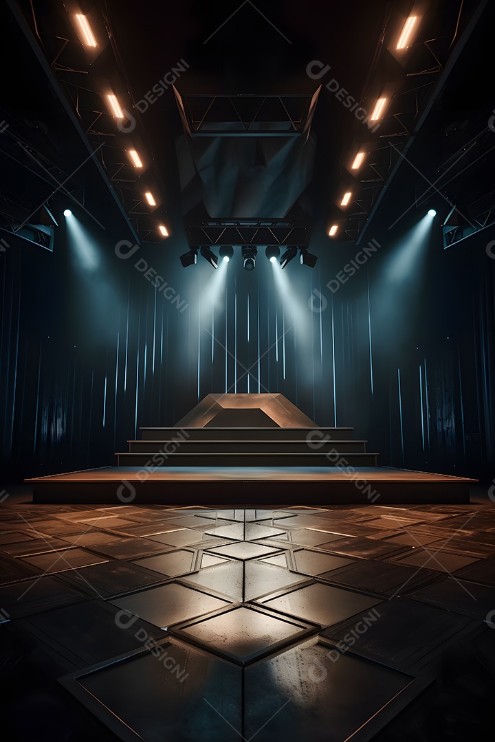 Cenário de palco com refletores
