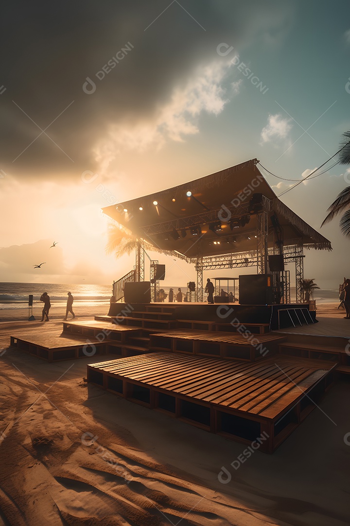 Linda paisagem por do sol com arvores coqueiros