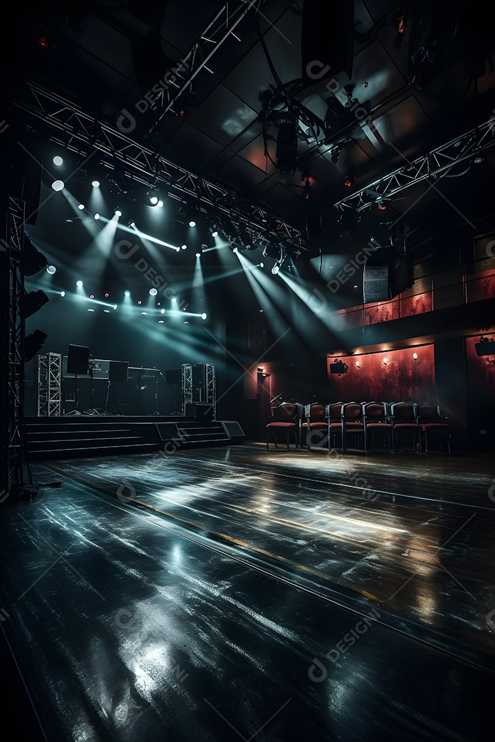 Cenário de palco com refletores