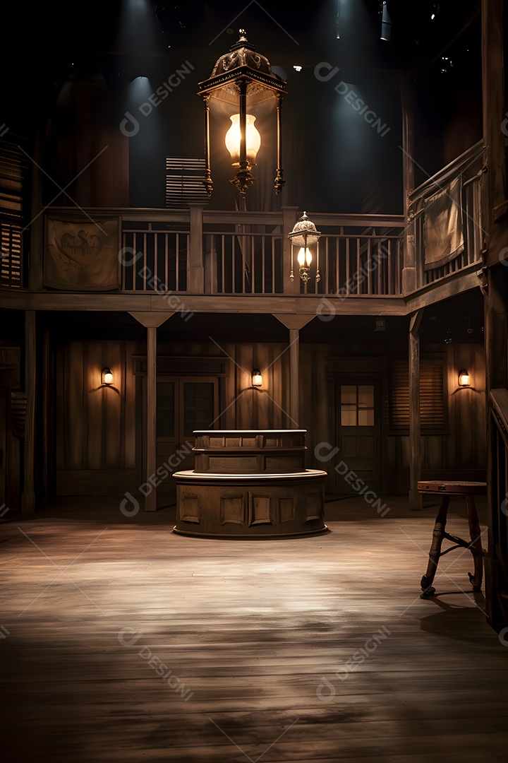 Cenário de palco com luzes ao fundo