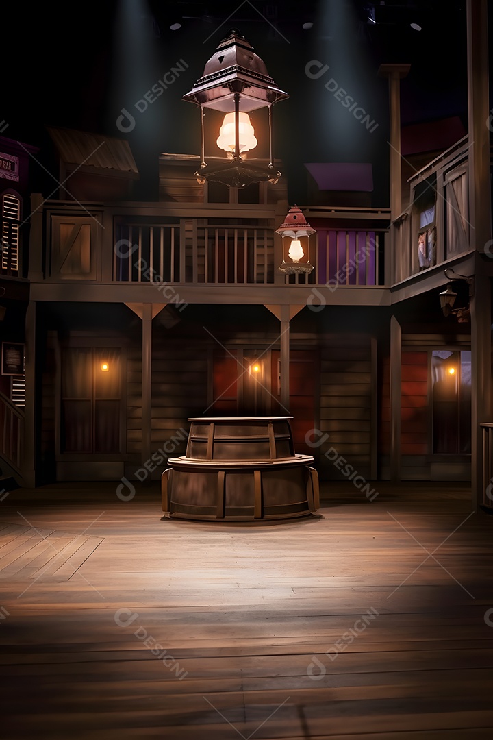 Cenário de palco com luzes ao fundo