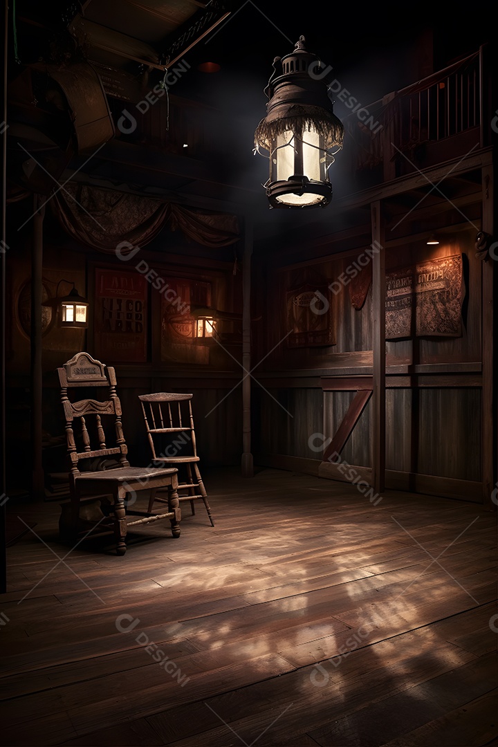 Cenário de palco com luzes ao fundo