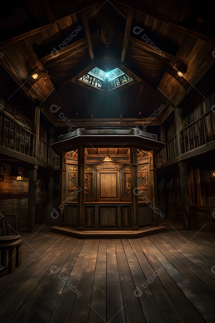 Cenário de palco com luzes ao fundo