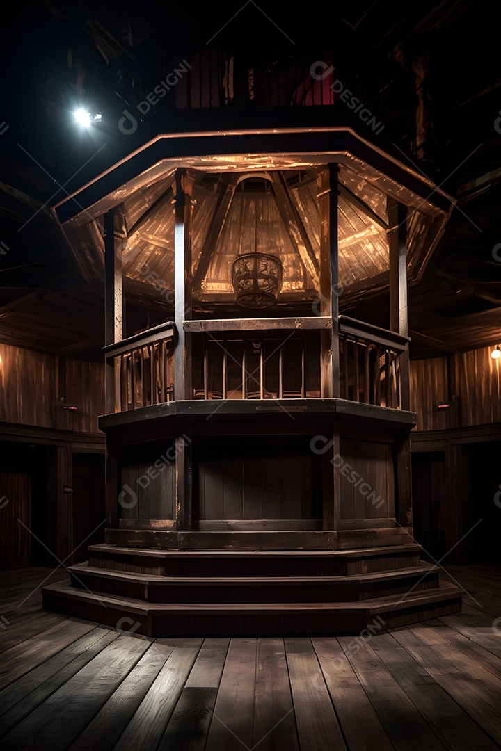 Cenário de palco com luzes ao fundo